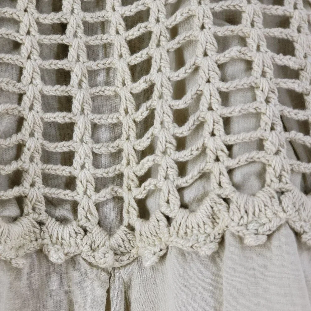 Chaudry KC Womens Bohemian Maxi Skirt Beige Cotton Blend Crochet Waist Size S - Picture 7 of 15